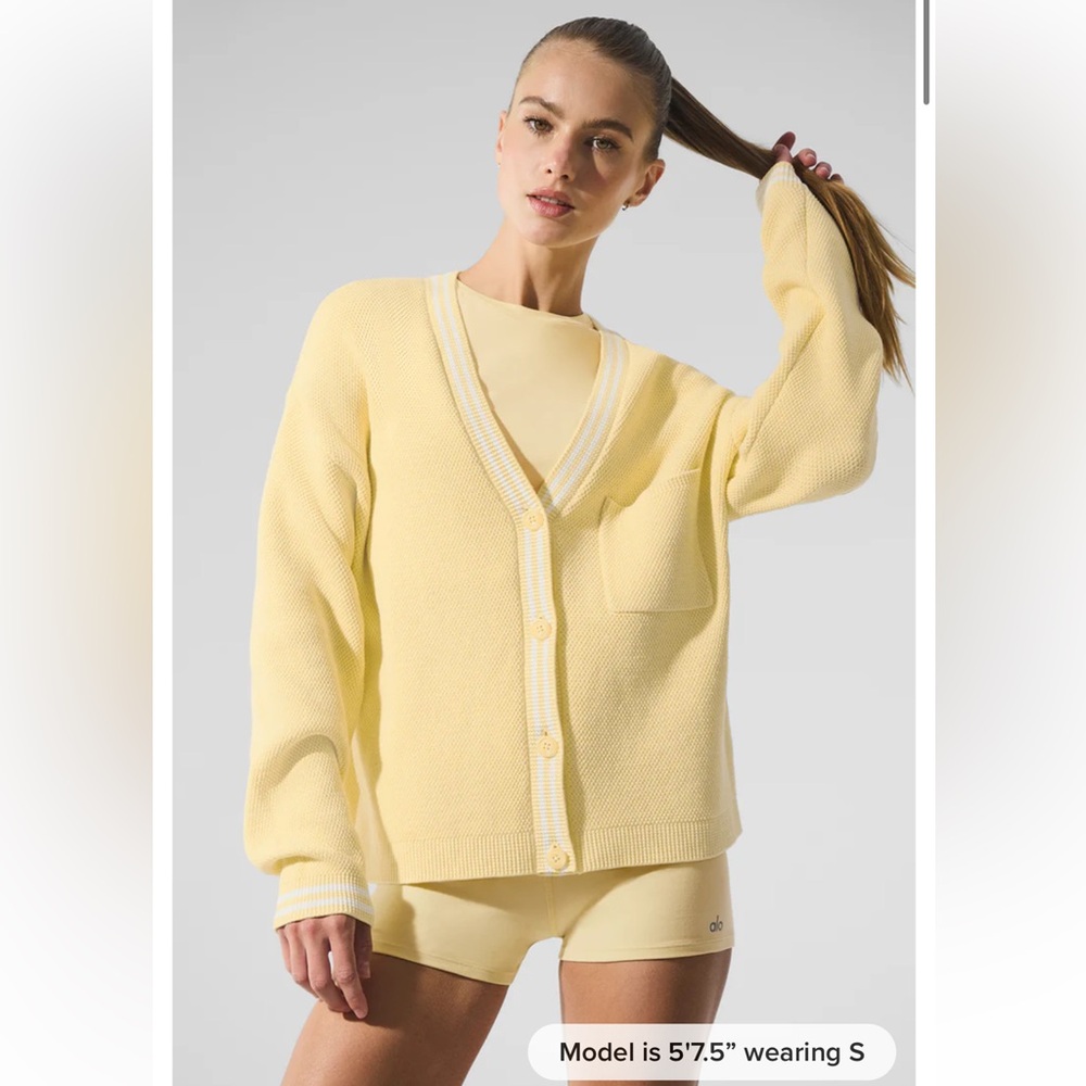 Alo Tennis Knit Club Sweater Cardigan, Size M, NWT